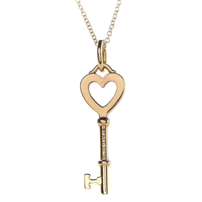 Tiffany 18K Yellow Gold Mini Heart Key Pendant Necklace 5 of 8