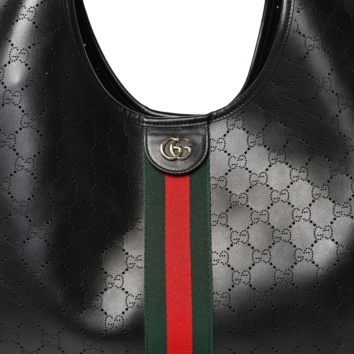 Gucci Soft Perforated Calfskin Large Giglio Tote Black 8 of 10