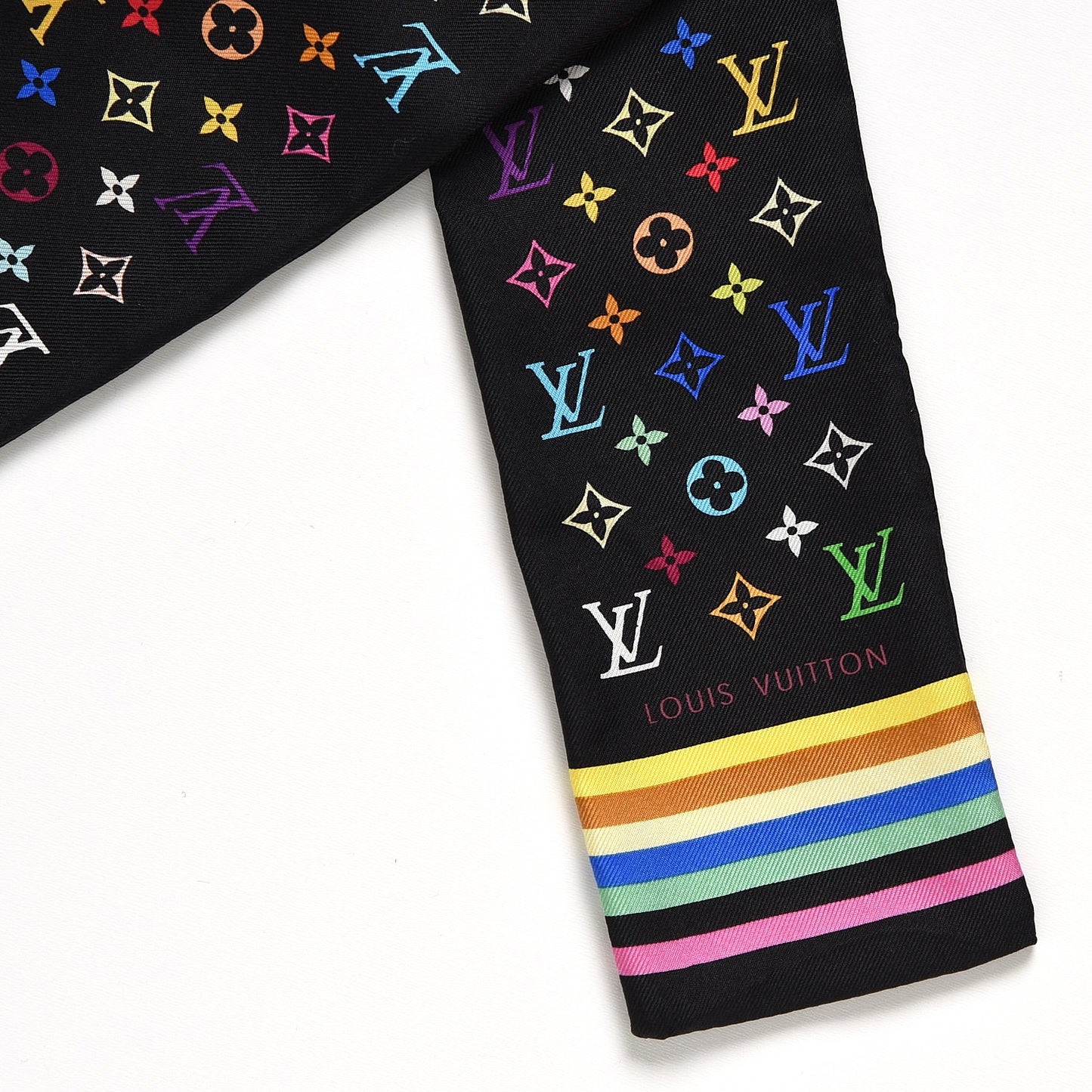 Silk Monogram Multicolor Bandeau Black