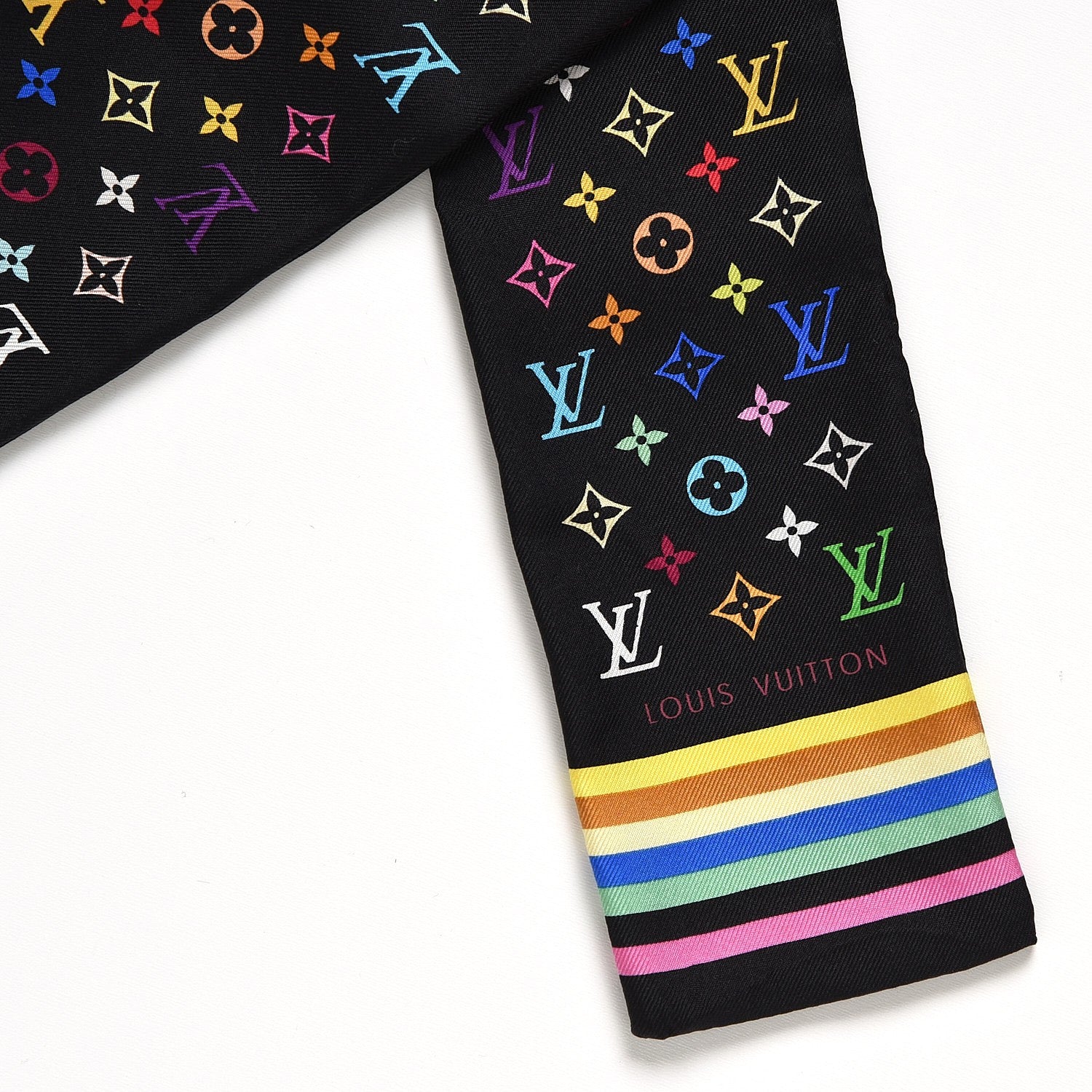 Louis Vuitton Silk Monogram Multicolor Bandeau Black 3 of 4