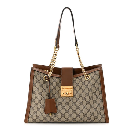 Gucci GG Supreme Monogram Medium Padlock Tote Beige Cuir 1 of 11