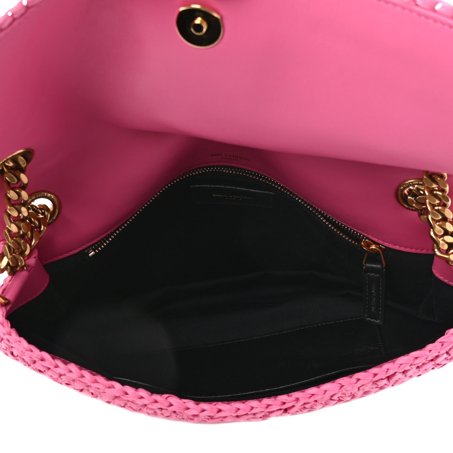 Saint Laurent Raffia Calfskin Monogram Medium Niki Chain Satchel Bright Pink 4 of 4
