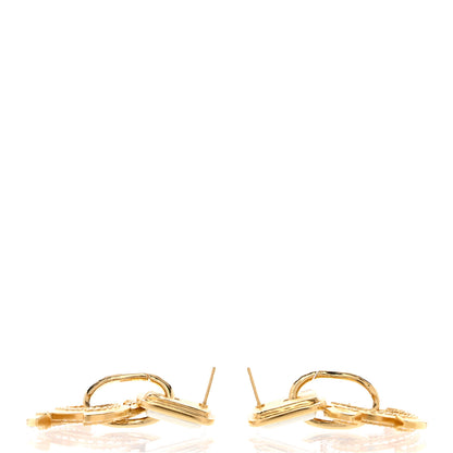 Chanel Crystal Pearl CC Square Drop Earrings Gold Pearly White 3 of 5