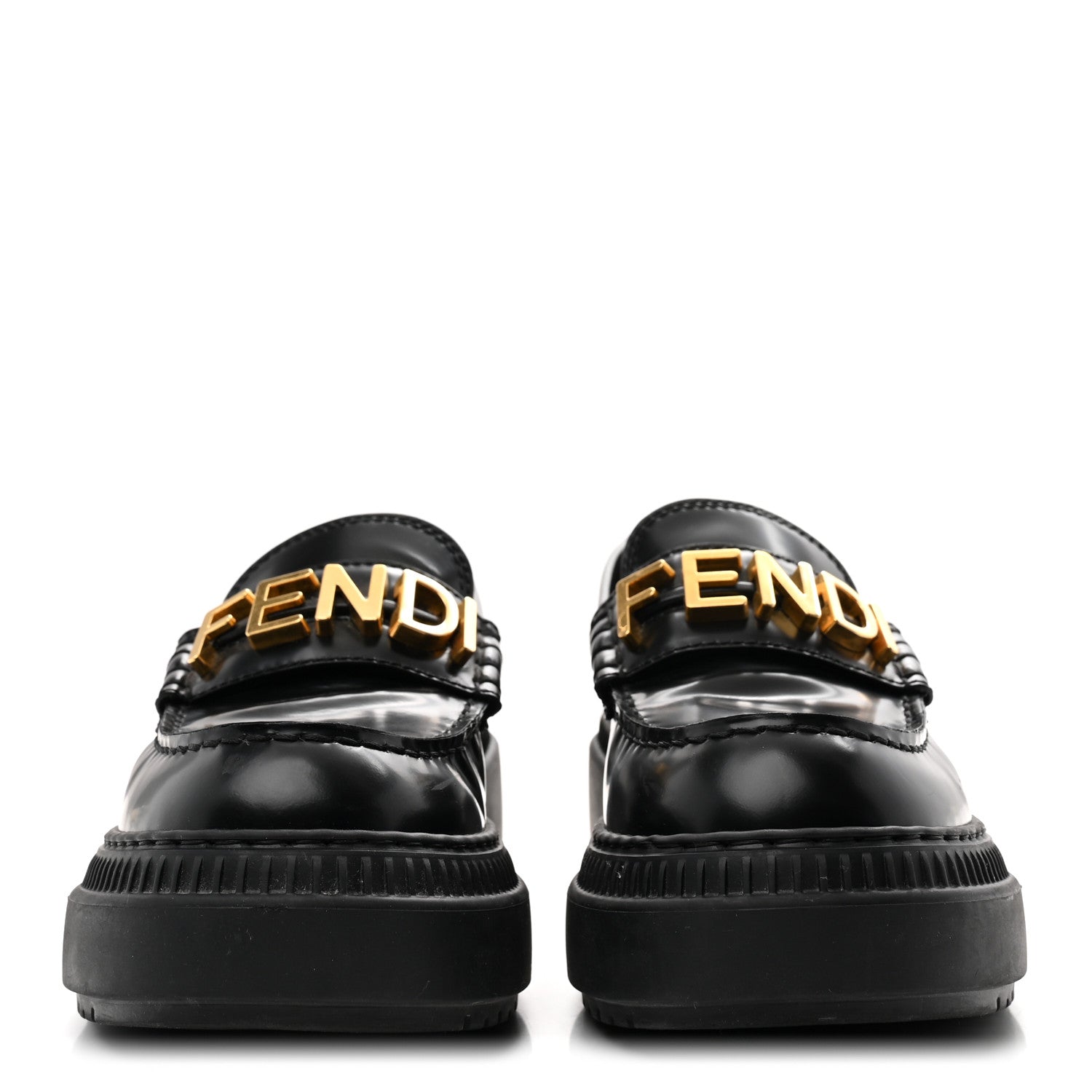 Fendi Vitello Abrasivato Fendigraphy 50mm Loafers 37 Black 3 of 10