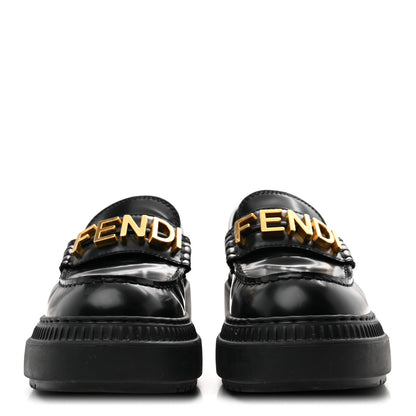 Fendi Vitello Abrasivato Fendigraphy 50mm Loafers 37 Black 3 of 10