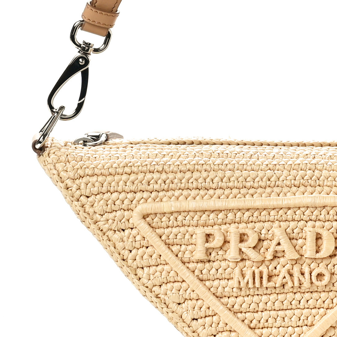 Yarn Raffia Effect Crochet Triangle Shoulder Bag Naturale