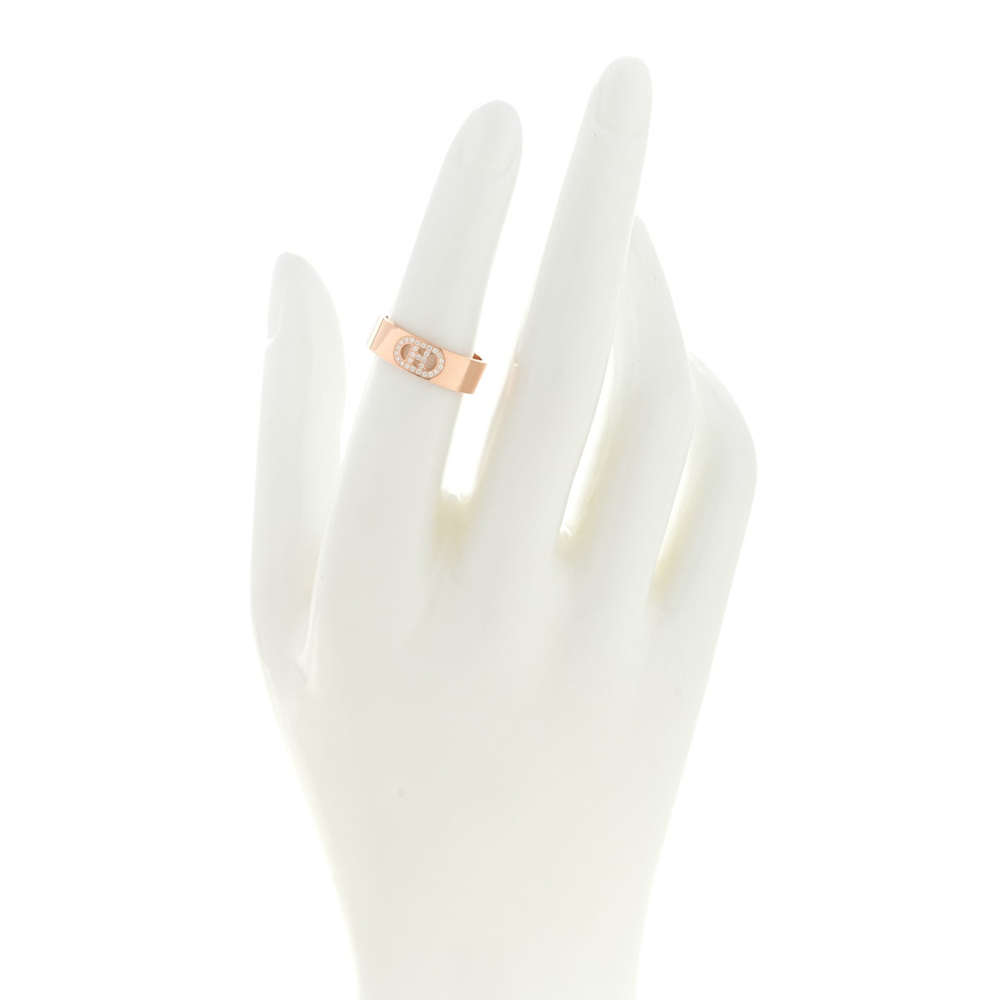 18K Rose Gold Diamond PM H D'Ancre Ring 51 5.75