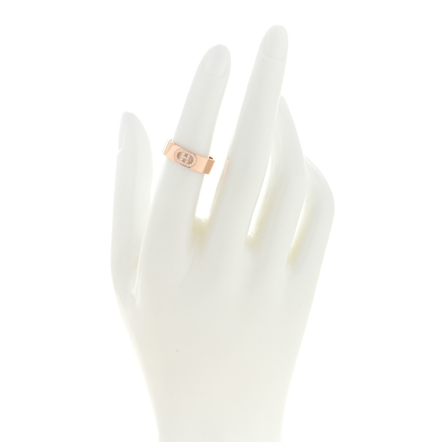 Hermes 18K Rose Gold Diamond PM H D'Ancre Ring 51 5.75 2 of 4