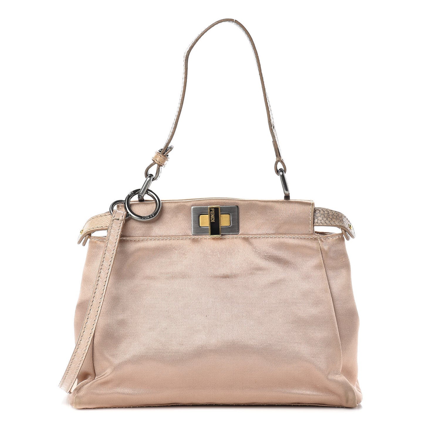 Satin Watersnake Mini Peekaboo Iconic Satchel Beige