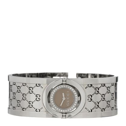 Gucci Stainless Steel Diamond Bezel 23mm Twirl Quartz Watch Brown 3 of 5