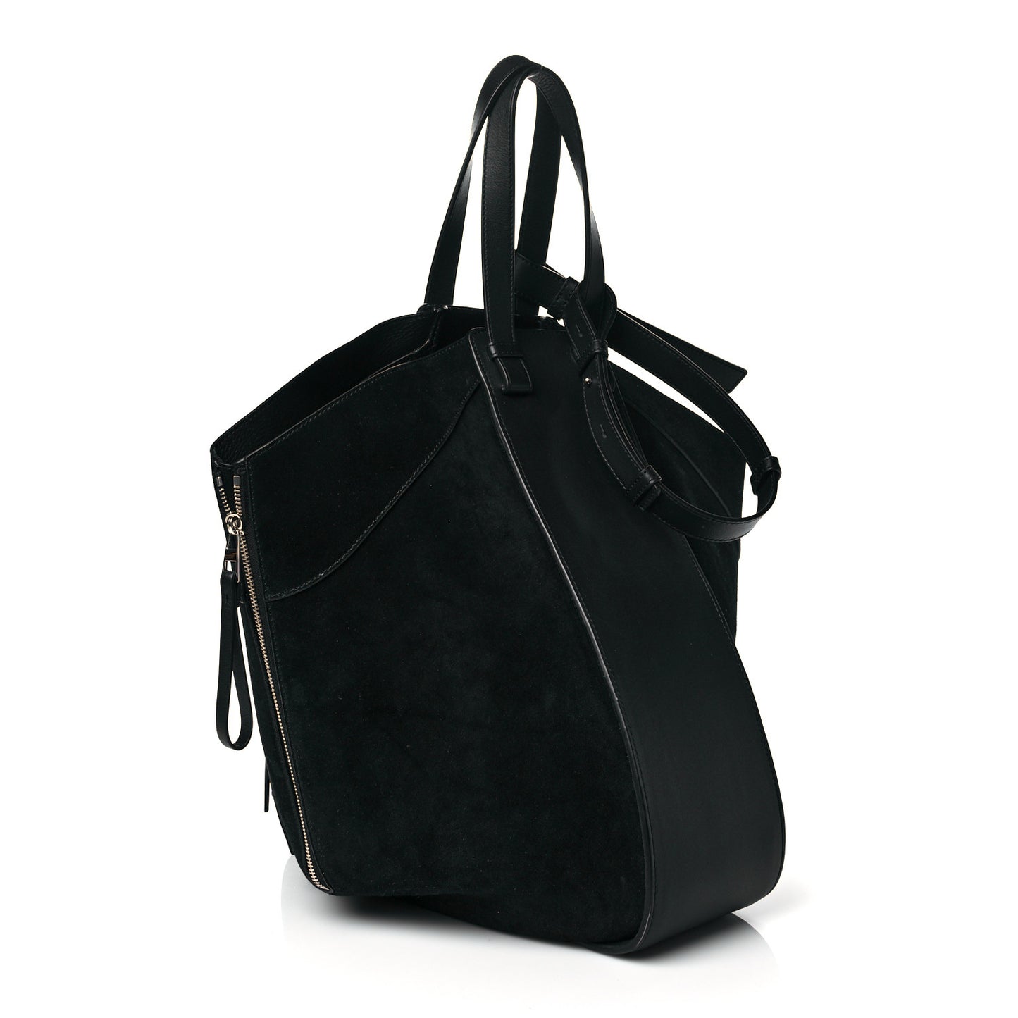 Calfskin Suede Medium Hammock Shoulder Bag Black