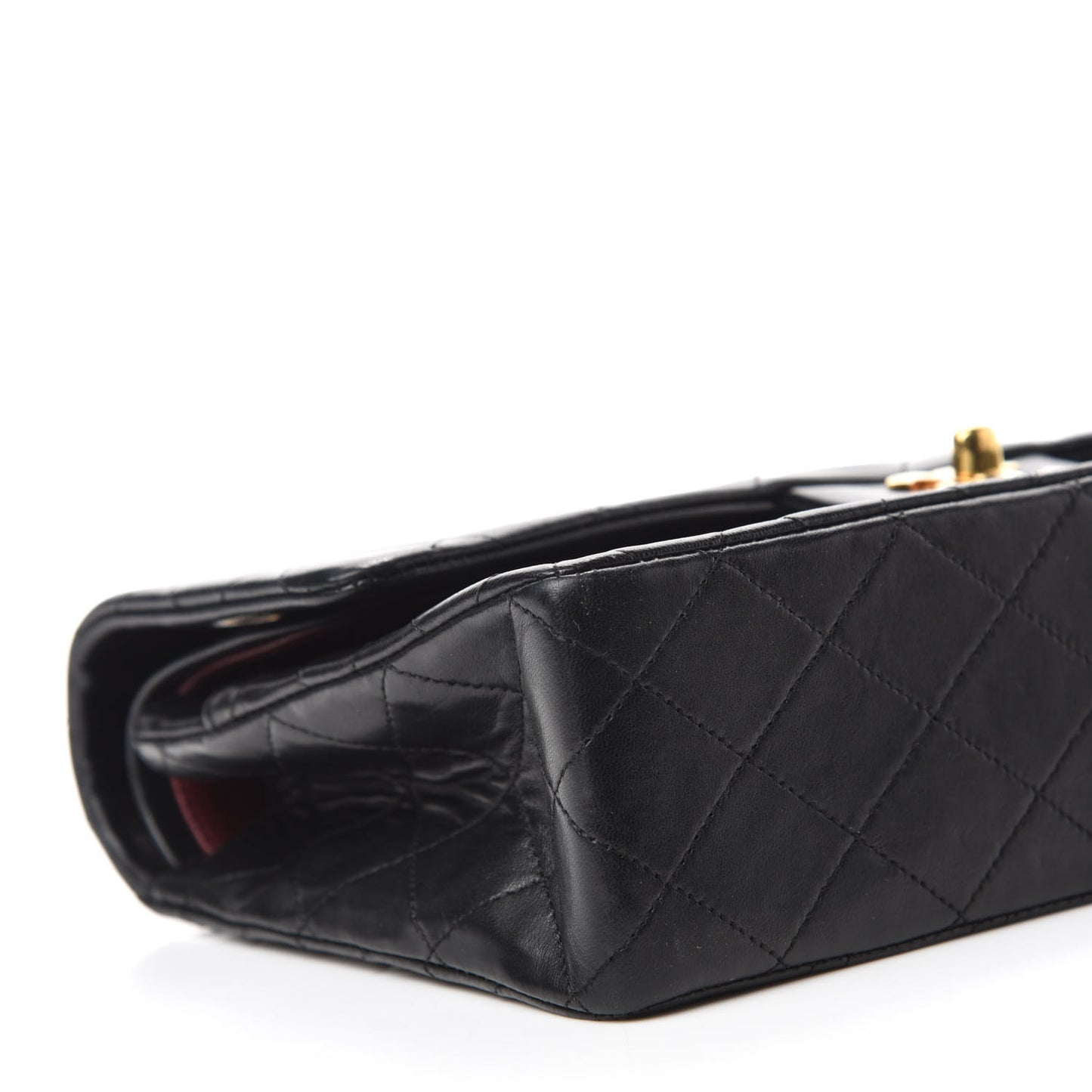 Lambskin Quilted Medium Double Flap Black