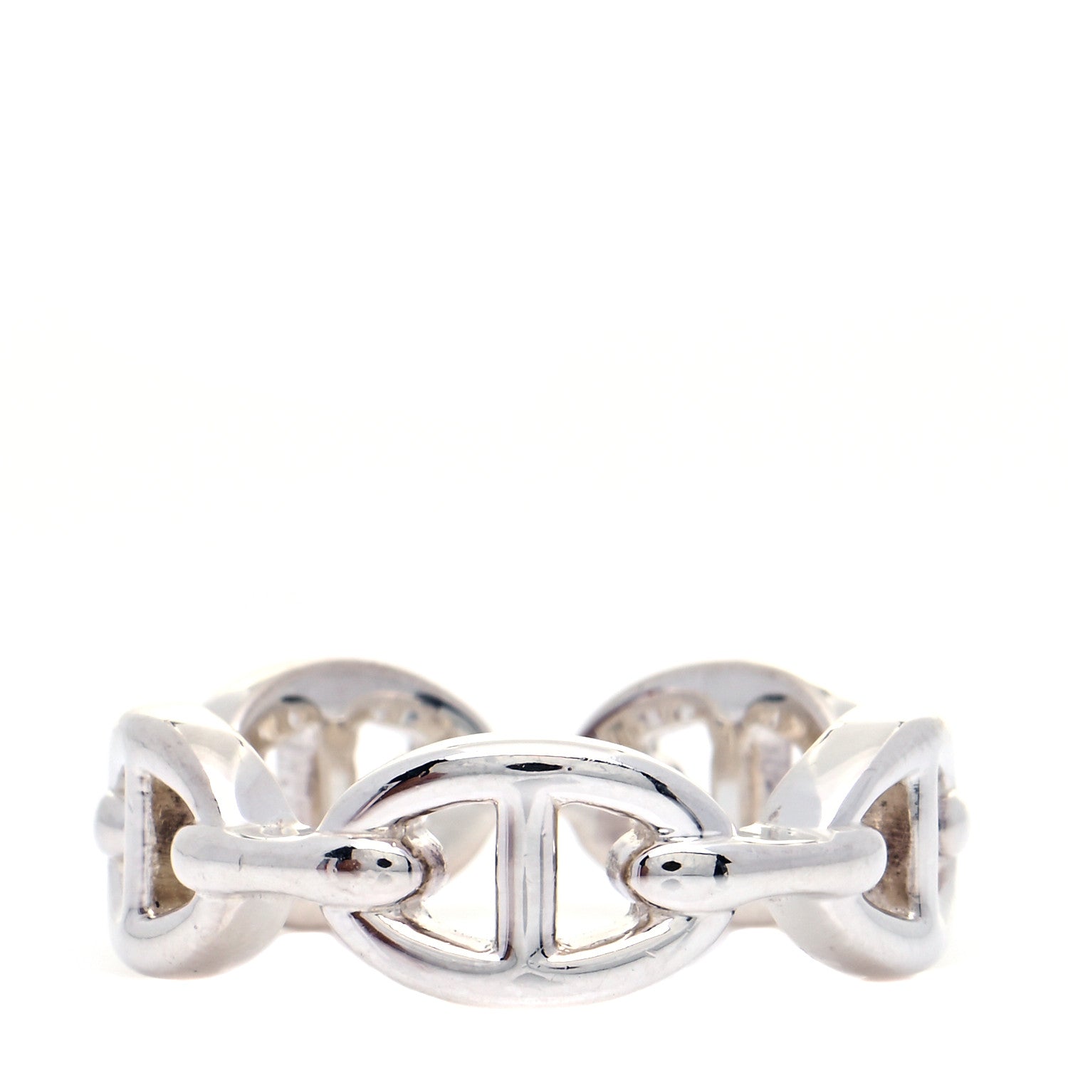 Hermes Sterling Silver PM Chaine d'Ancre Enchainee Band Ring 54 6.75 1 of 7
