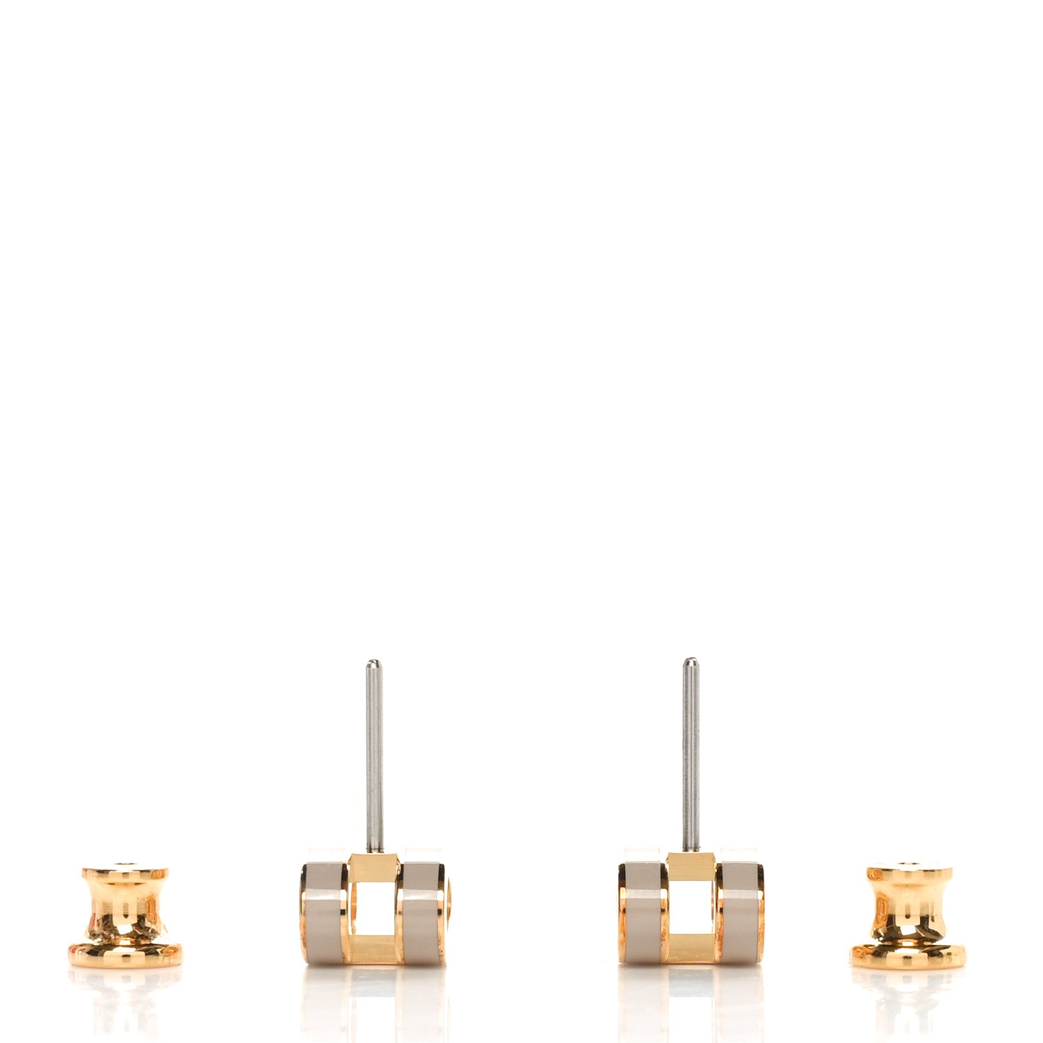 Hermes Gold Lacquered Mini Pop H Earrings Marron Glace 3 of 6