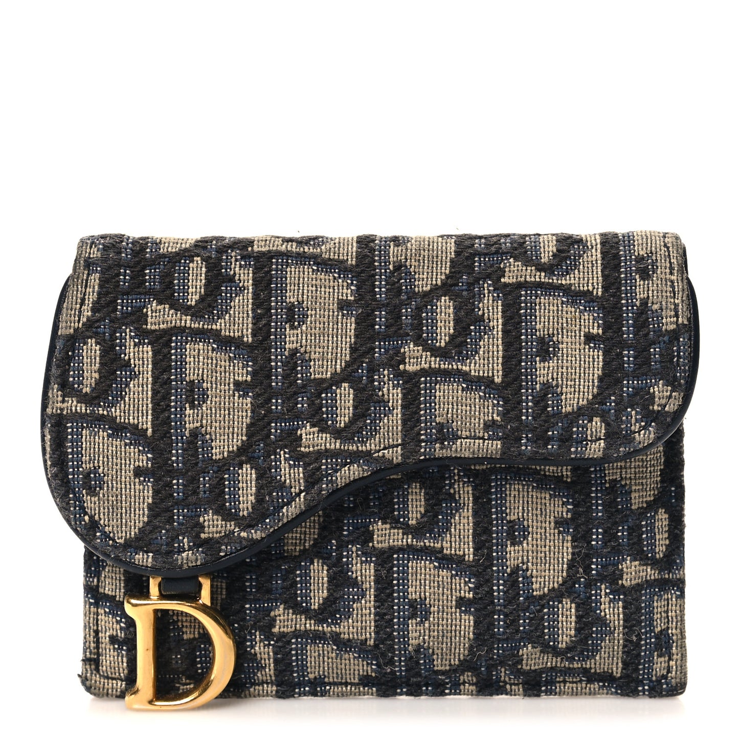 CHRISTIAN DIOR Oblique Saddle Card Holder Blue