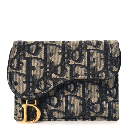 Christian Dior CHRISTIAN DIOR Oblique Saddle Card Holder Blue 1 of 10