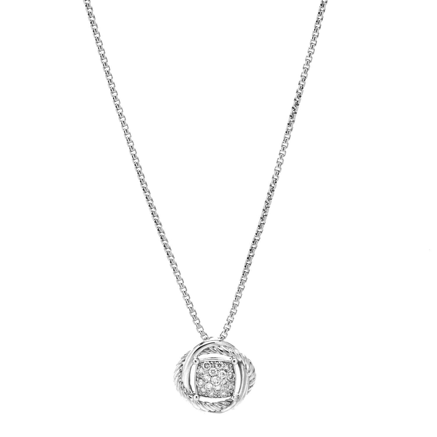 Sterling Silver Diamond 7mm Infinity Pendant Necklace