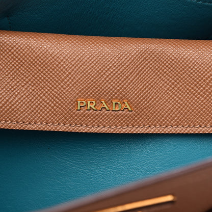 Prada Saffiano Cuir Medium Double Bag Cannella Turquoise 6 of 12