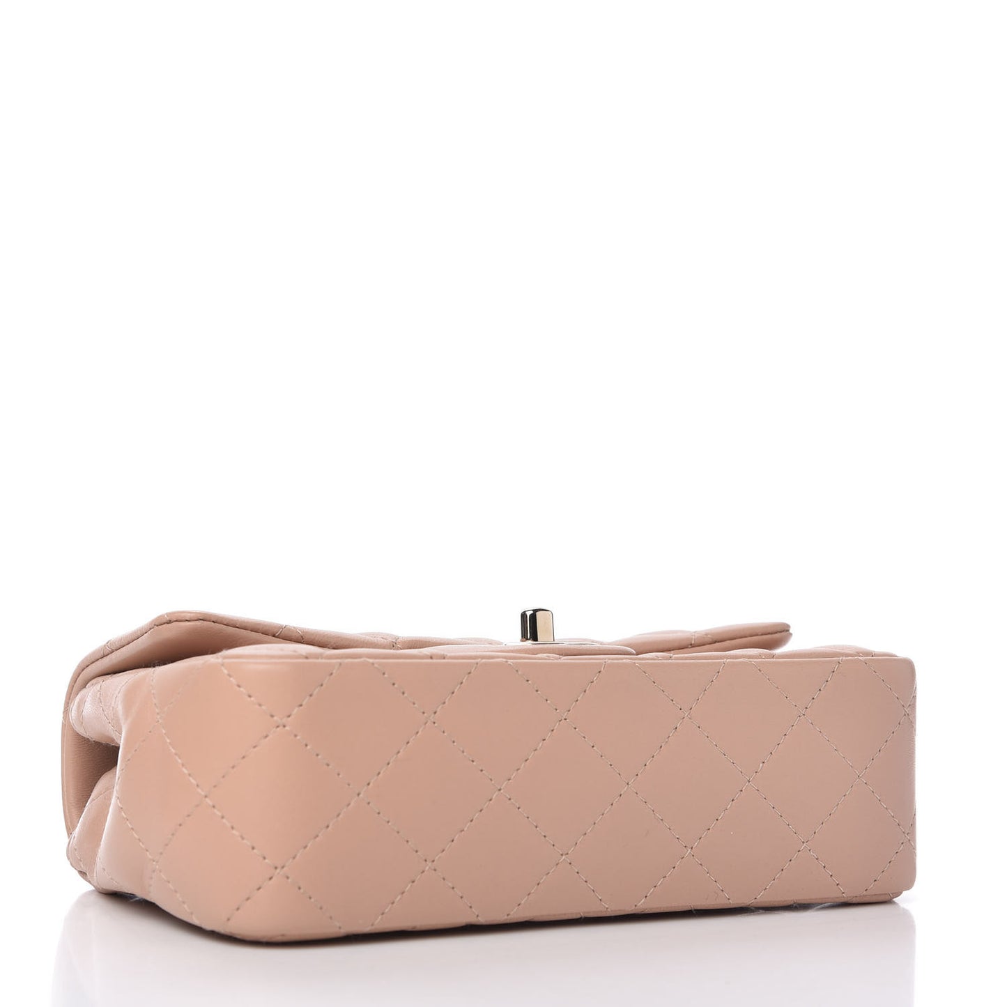 Lambskin Quilted Mini Rectangular Flap Beige