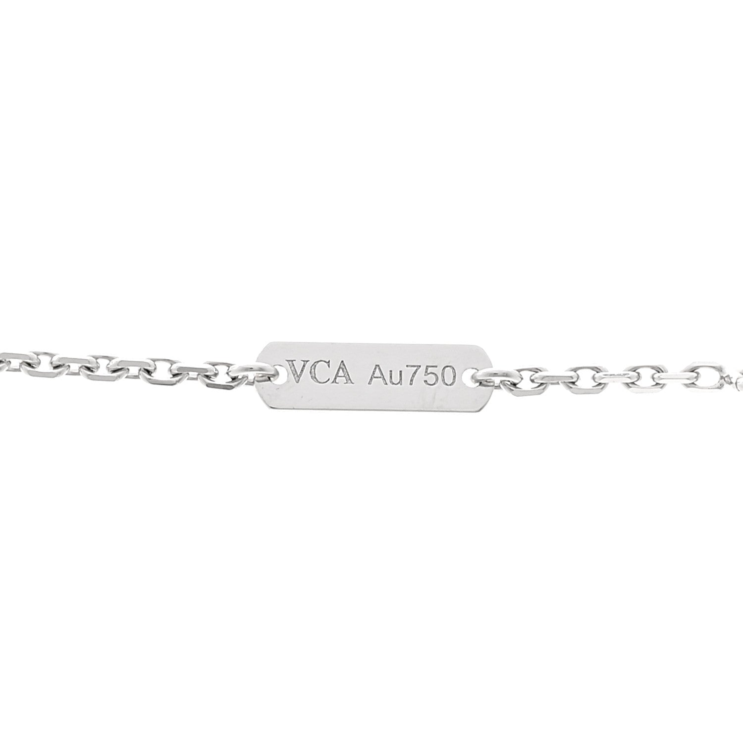 Van Cleef & Arpels 18K White Gold Diamond Guilloche Vintage Alhambra Pendant Necklace 5 of 6
