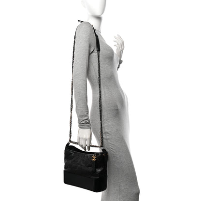 Chanel Aged Calfskin Quilted Medium Gabrielle Hobo Black 3 of 17