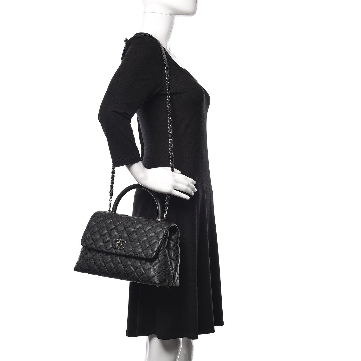 Chanel Caviar Quilted Small Coco Handle Flap Black 3 of 15