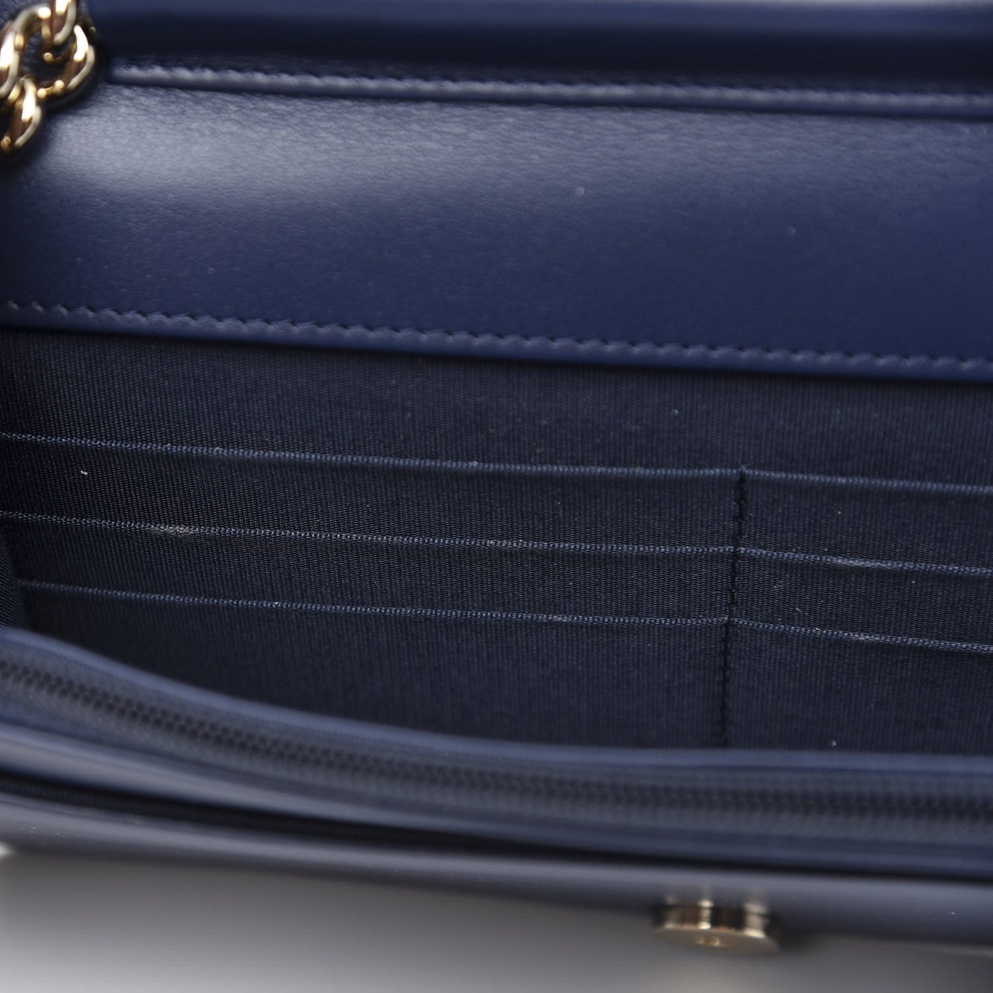 Caviar Quilted Boy Wallet On Chain WOC Navy