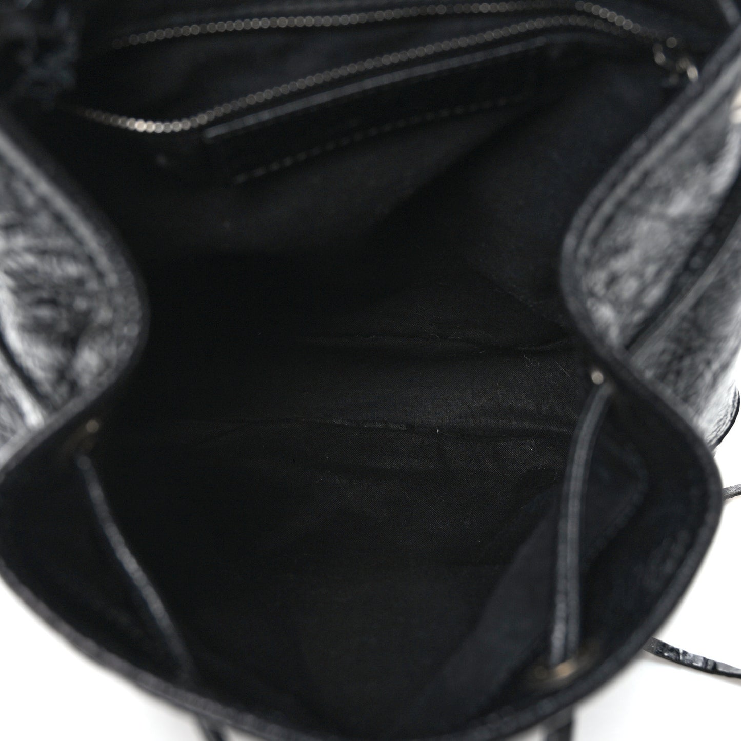 Agneau Silver Metallic Edge Hardware Backpack Black