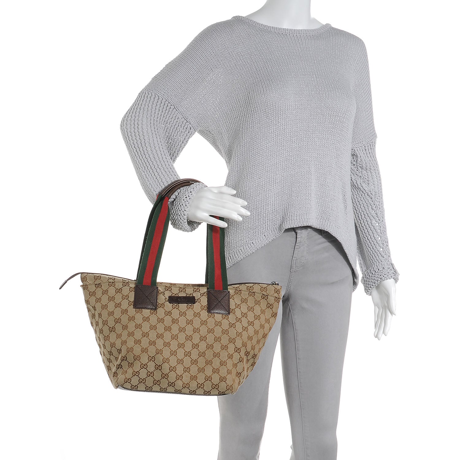 Gucci GG Monogram Medium Web Handle Bucket Tote 2 of 7