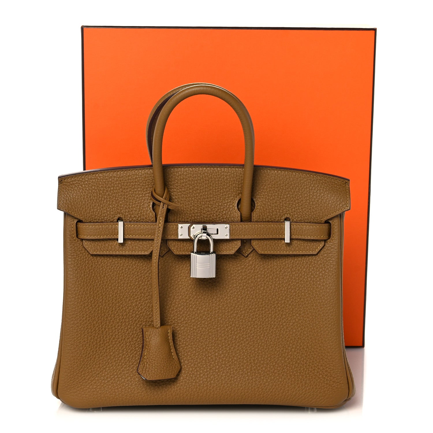 Hermes Togo Verso Birkin 25 Bronze Dore Bleu Brume 34 of 34