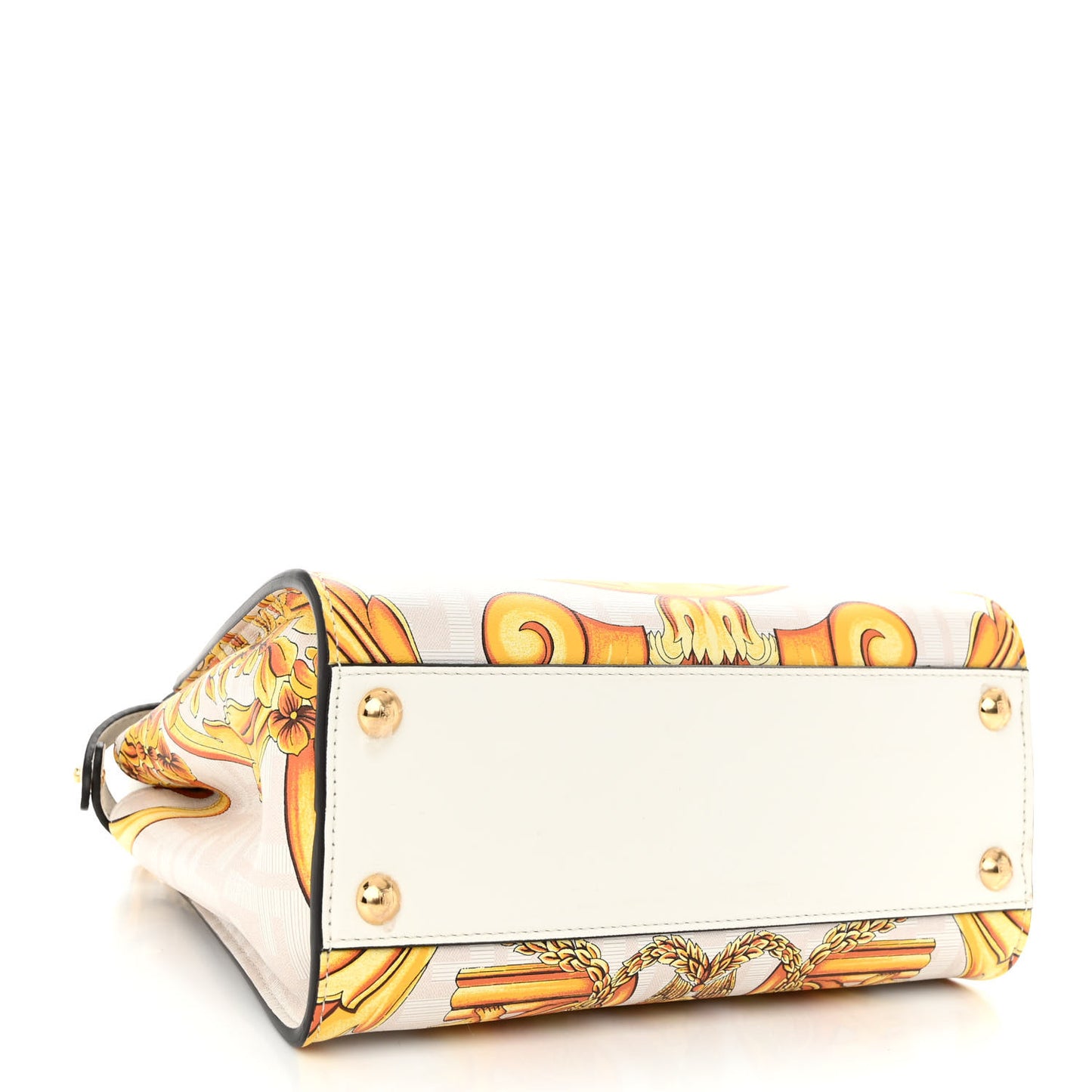 X VERSACE Vitello Seta Nappa Fendace FF Baroque Mini Peekaboo Iconic Satchel White Ice Gold