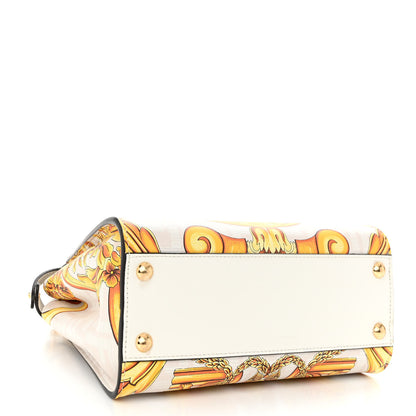 Fendi X VERSACE Vitello Seta Nappa Fendace FF Baroque Mini Peekaboo Iconic Satchel White Ice Gold 4 of 9