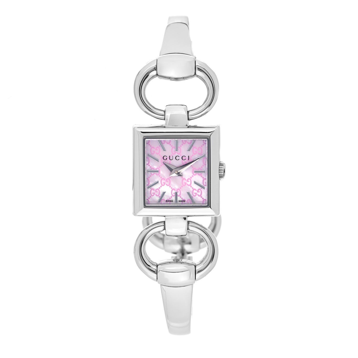 Gucci Stainless Steel Pink Mother of Pearl 19mm Tornabuoni Quartz Watch 1 of 5