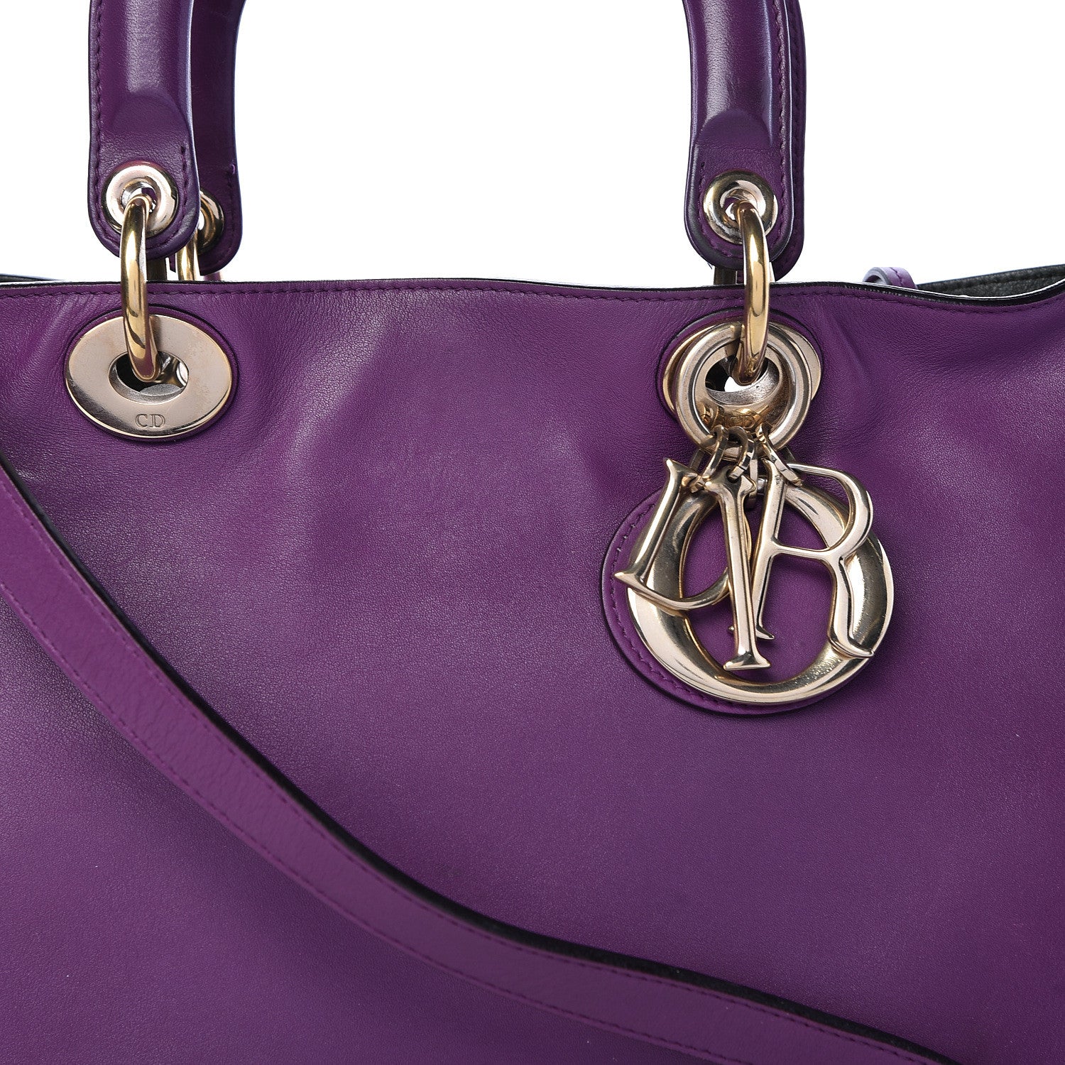 Christian Dior Smooth Calfskin Medium Diorissimo Tote Purple 9 of 17
