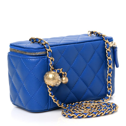 Chanel Lambskin Quilted Pearl Crush Small Vanity Case With Chain Blue 2 of 9