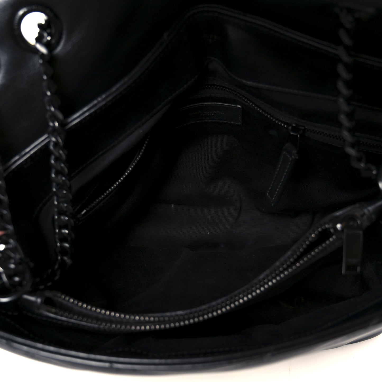 Calfskin Y Quilted Monogram Monochrome Medium Loulou Chain Satchel Black