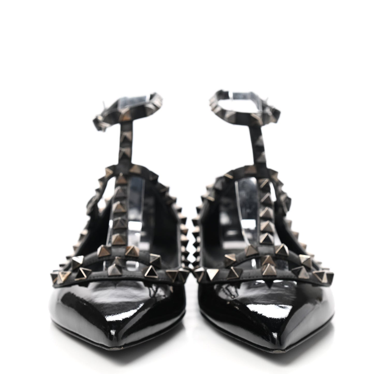 Patent Nappa Rockstud Cage Ballerina Flats 36 Black