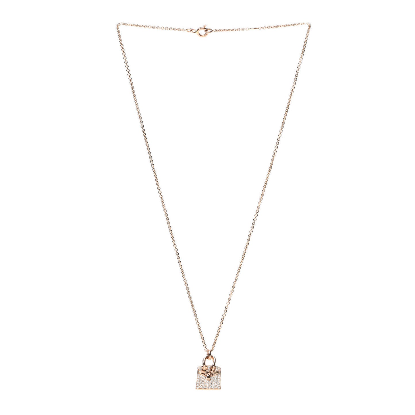 18K Rose Gold Diamond Birkin Amulette Pendant Necklace