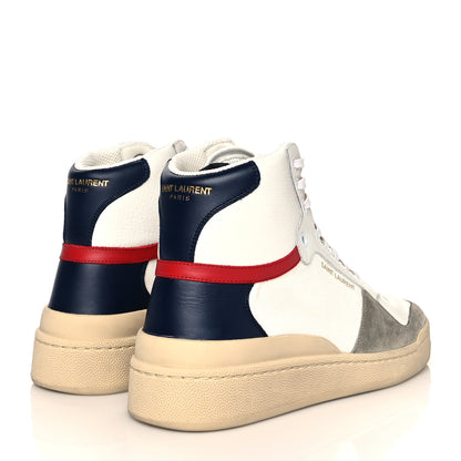 Saint Laurent Suede Canvas SL24 Mid Top Sneakers 38.5 White Grey Black 4 of 10