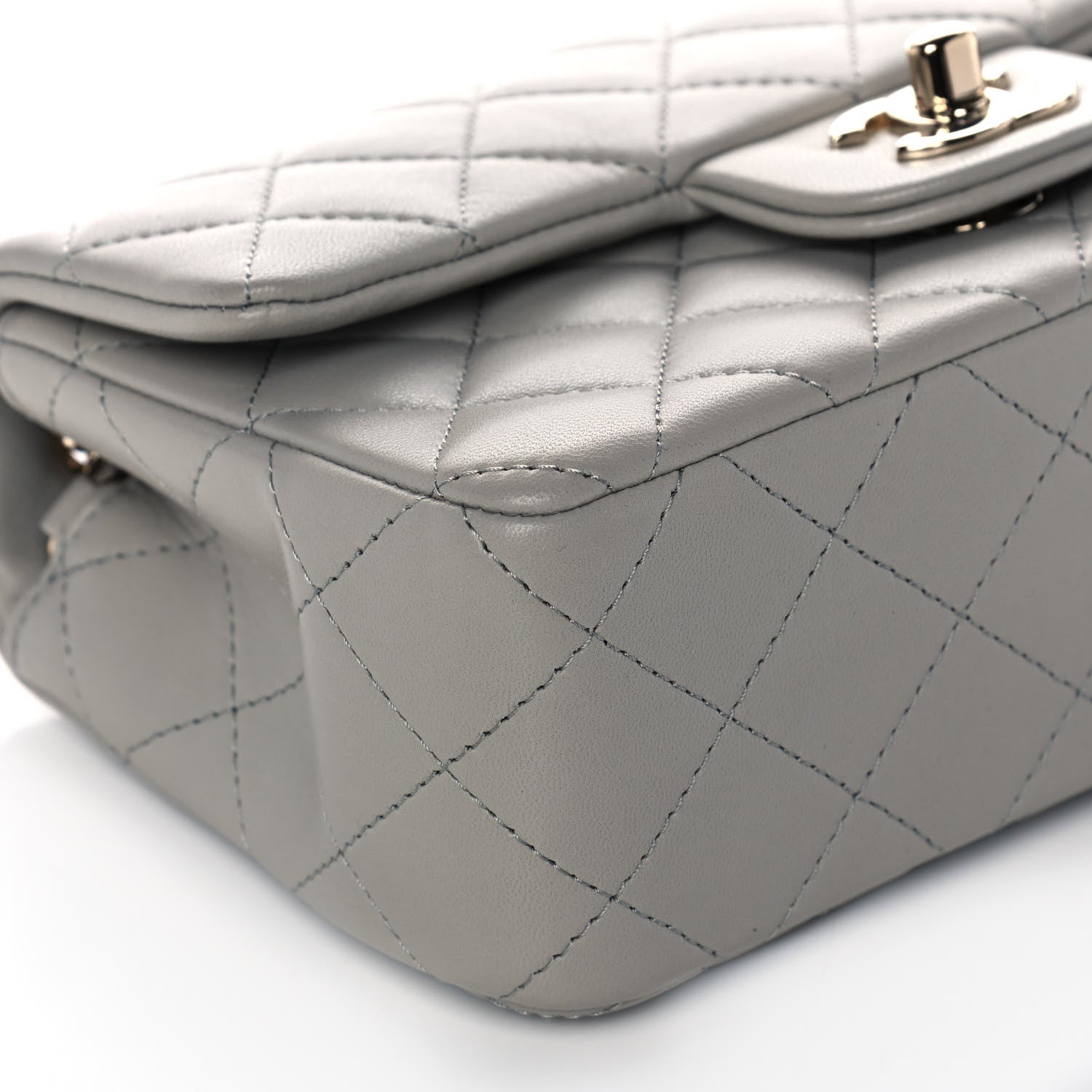 Chanel Lambskin Quilted Mini Rectangular Flap Grey 10 of 12
