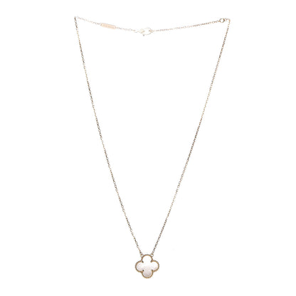 Van Cleef & Arpels 18K Yellow Gold Mother of Pearl Vintage Alhambra Pendant Necklace 3 of 8