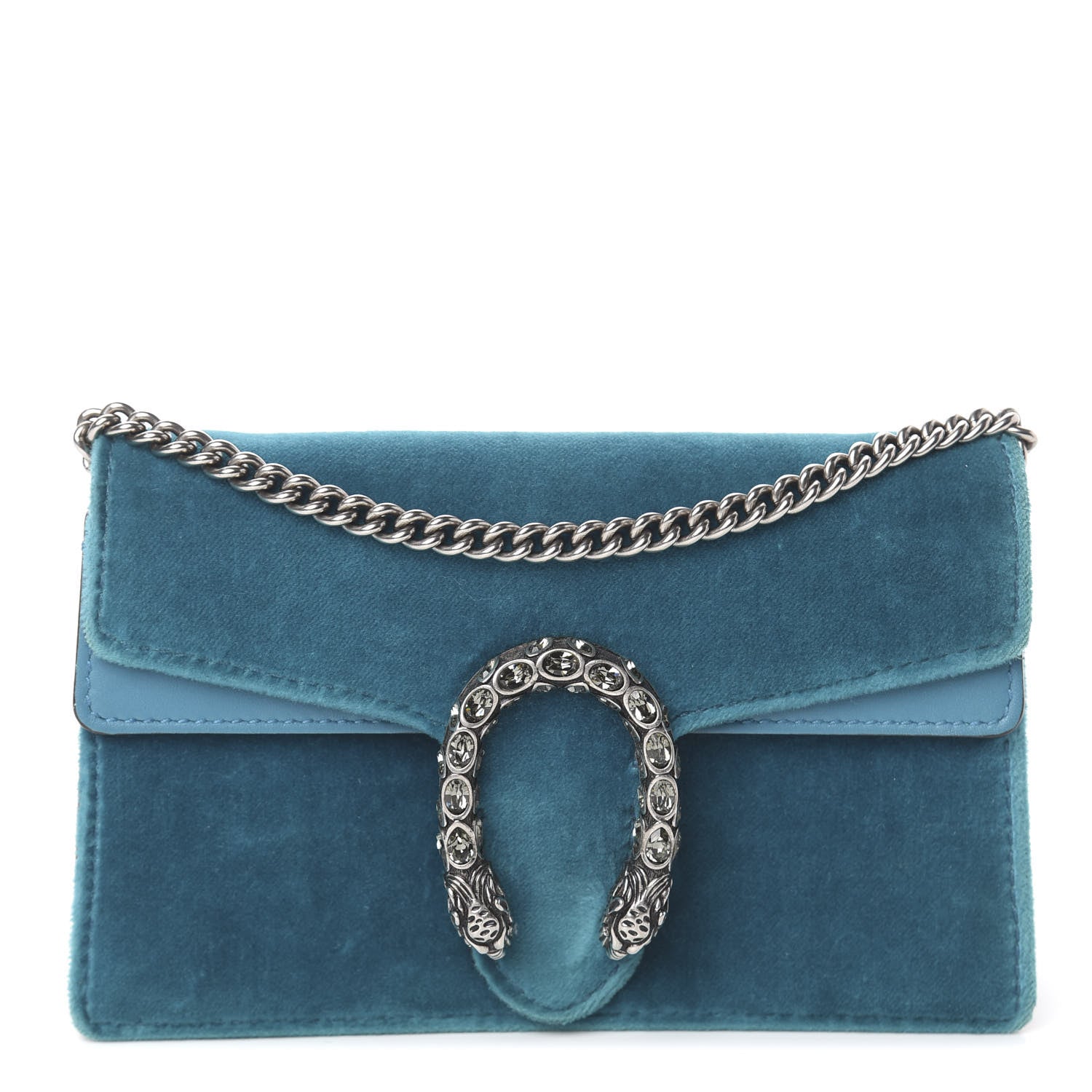 Gucci Velvet Super Mini Dionysus Shoulder Bag Pavone Cyan 1 of 7