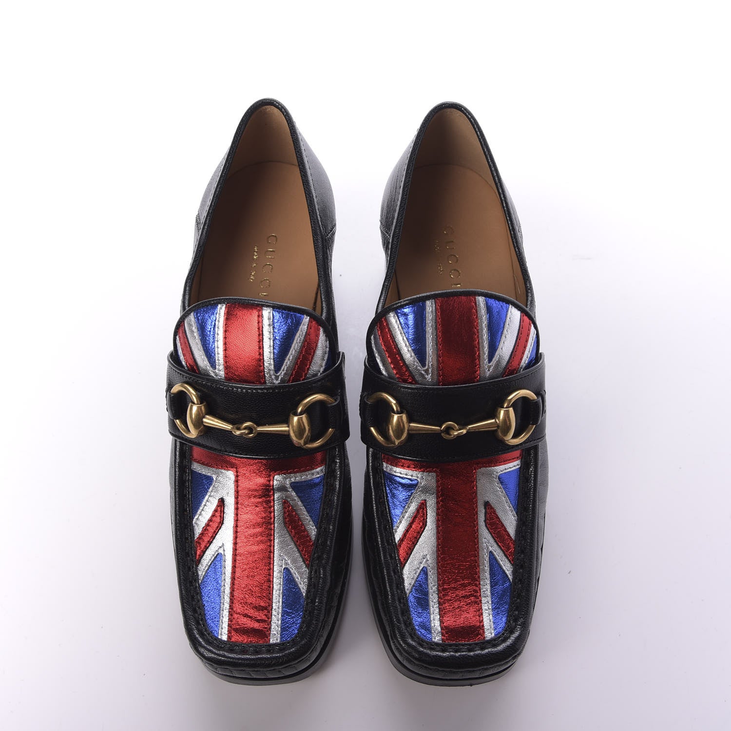 Gucci Lambskin Union Jack Horsebit Loafer Pumps 35.5 Black 5 of 10