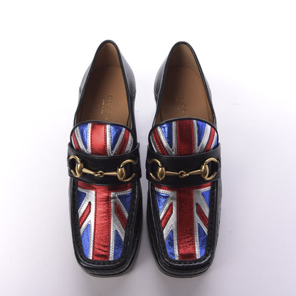 Gucci Lambskin Union Jack Horsebit Loafer Pumps 35.5 Black 5 of 10
