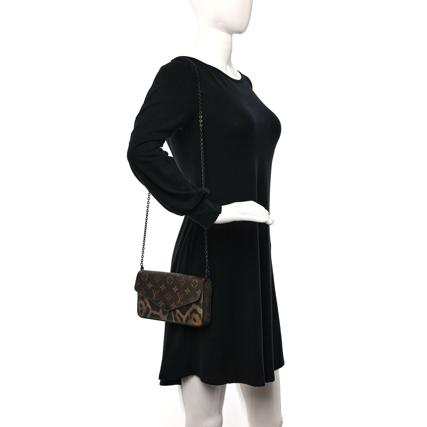 Monogram Animal Print Pochette Felicie Chain Wallet