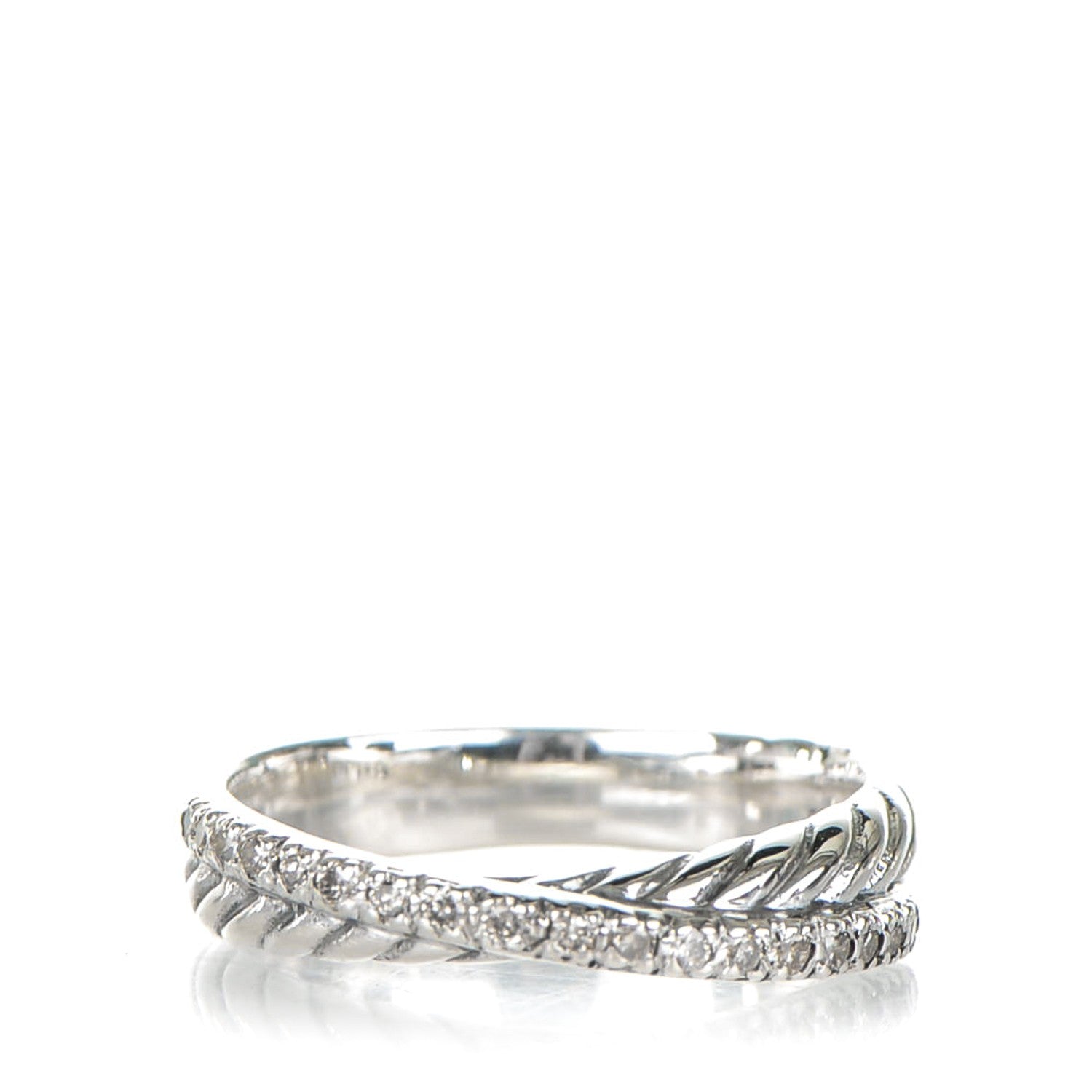 David Yurman Sterling Silver Pave Diamond 5mm Crossover Ring 53.5 6.75 1 of 4
