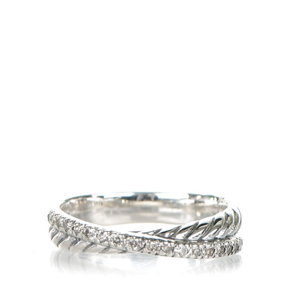 David Yurman Sterling Silver Pave Diamond 5mm Crossover Ring 53.5 6.75 1 of 4