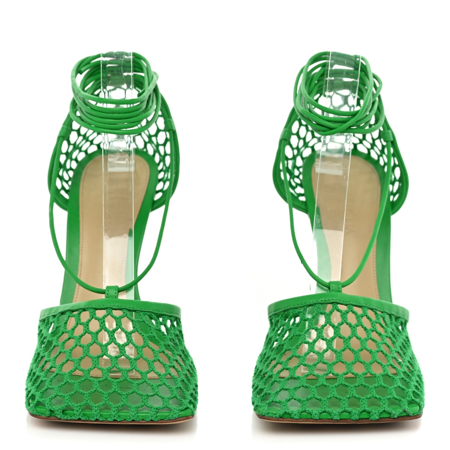 Bottega Veneta Mesh Nappa Stretch Ankle Tie 90mm Sandals 38 Grass 2 of 11