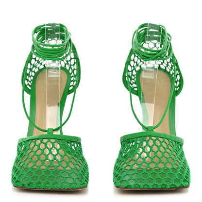 Bottega Veneta Mesh Nappa Stretch Ankle Tie 90mm Sandals 38 Grass 2 of 11
