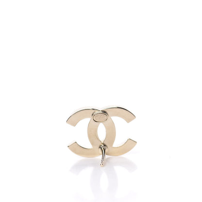 Chanel Crystal Metal CC Paris Button Stud Earrings Gold 5 of 6